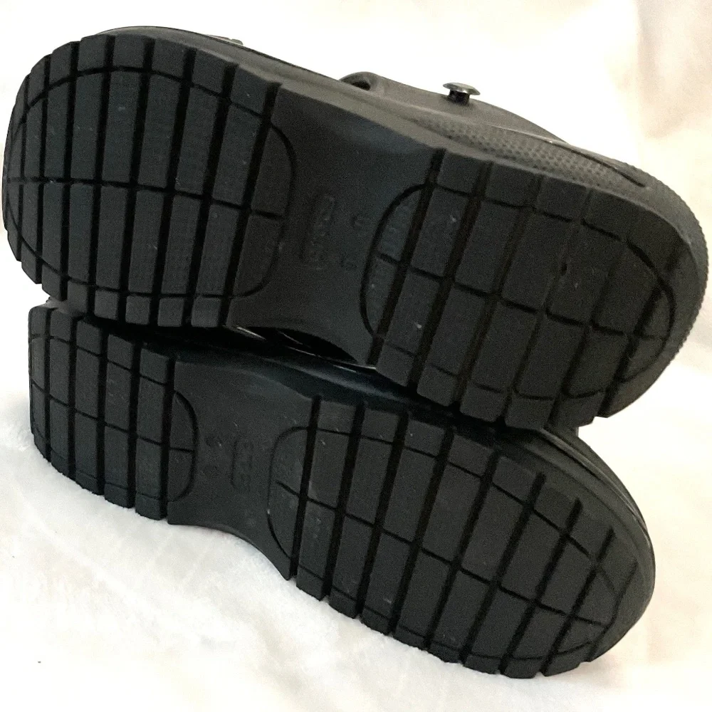Black Crocs Mega Crush Chunky Platform Y2K Grunge Sandal Men— Sz 9 Wms Sz 11